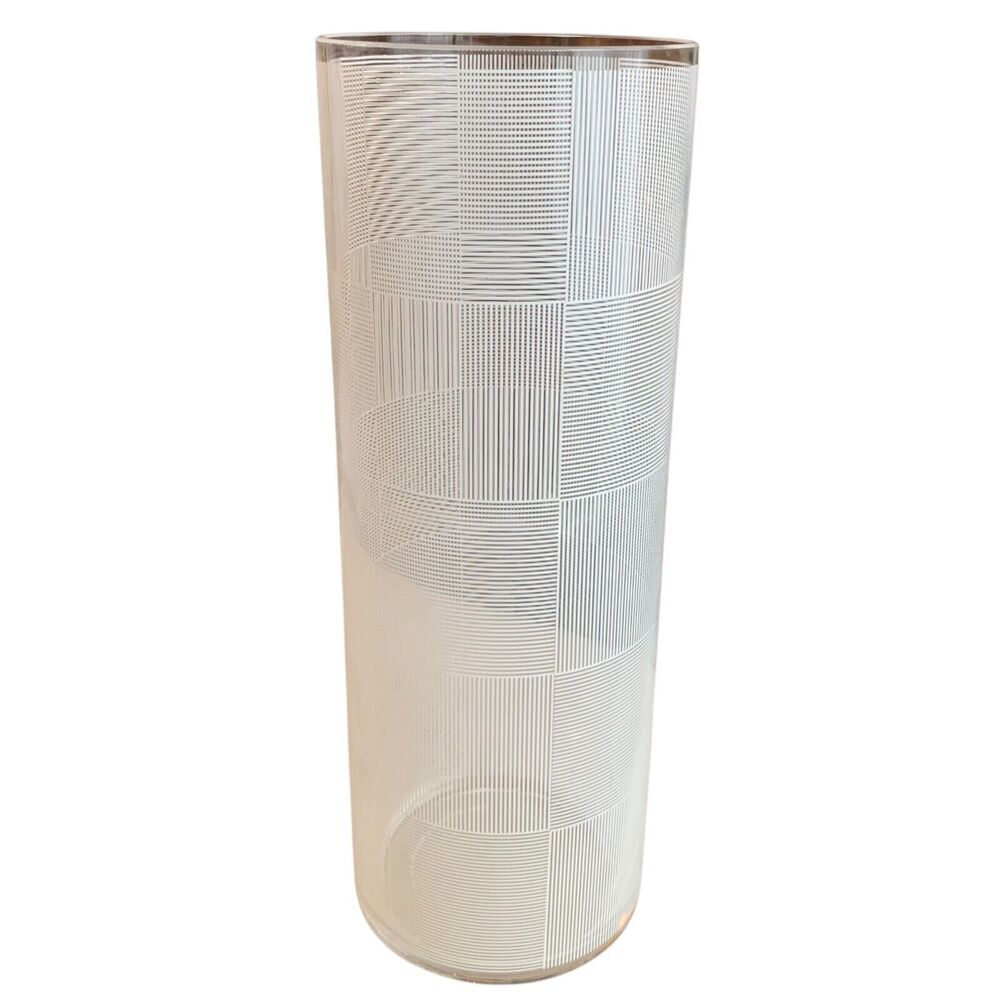 Sydney Cash MOMA New York Glass Vase Rare Design 2000 Optical Art White 9.5" H